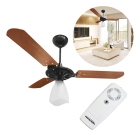 Ventilador Teto Com Controle Remoto Preto Ventex 3 Pás De Madeira Estrutura Mogno Diâmetro 101cm