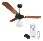 Ventilador Teto Com Controle Remoto Preto Ventex 3 Pás De Madeira Estrutura Mogno Diâmetro 101cm
