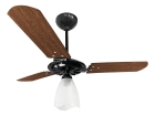 Ventilador Teto Com Controle Remoto Preto Ventex 3 Pás De Madeira Estrutura Mogno Diâmetro 101cm