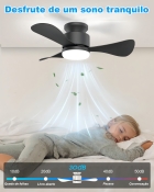 Ventilador De Teto Com Luz E Ventilador De Teto Com Controle, Ventilador De Teto Silencioso De 71 Cm, Com Motor Dc Reversível, Ventilador De Teto Econômico Com Temporizador Para Quartos, Terraços