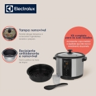 Panela Elétrica Electrolux Vapor Arroz 1,8L 10 xícaras Capacidade 4 funções pré-programadas Timer Panela Removível Antiaderente Tampa Vidro ECC20 inox por Rita Lobo