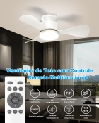 Ventilador De Teto Branco Com Luz E Controle Remoto, Ventilador De Teto Com Luz, 3cct De Cor, 6 Velocidades, Ventilador De Teto Embutido Silencioso E Reversível, Para Quarto E Espaços Externo