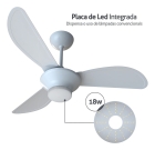 Ventilador de Teto Ventisol Mistral Inverter LED 3 Pás 90cm Branco Controle Remoto