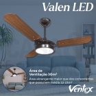 Ventilador De Teto Ventex Valen Led 3 Pás Preto Mogno