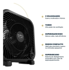 Ventilador Circulador Britânia 30w 3 Velocidades Bca25a Estrutura Preto Pás Preto Diâmetro 23 cm Frequência 60Hz Material das pás Plástico