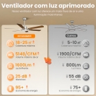 Ventilador De Teto Moderno De 52 Com Luz E Controle Remoto, Ventilador Interno/externo De 6 Pás, Pás Duplas, Motor Cc Reversível Silencioso, Luz Led Regulável + 6 Velocidades