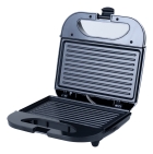 Sanduicheira e Grill Elétrica 750W Lanches Dupla Antiaderente Preta Inox Amvox AMS 500 BLACK