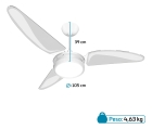 Ventilador De Teto Resistente A Maresia Pás De Policarbonato Branco/Transparente Led 6500k Maris Beltempo