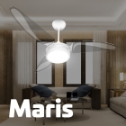 Ventilador De Teto Resistente A Maresia Pás De Policarbonato Branco/Transparente Led 6500k Maris Beltempo