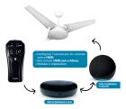 Kit Ventilador De Teto Pás De Mdf Branco/Branco Led 3000k Mira + Controle Remoto Bt-600 Preto Beltempo