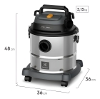 Aspirador Pó e Água Electrolux função Sopro Compacto Líquidos Químicos Inox 1800W 20L total 15L útil protetor térmico GT20i