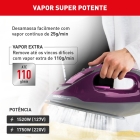 Ferro A Vapor Arno Powergliss Base Xglide Fpo1 Roxo Cor Violeta