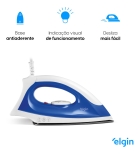 Ferro de Passar Iron Force Plus - Base Antiaderente 1200W Azul Elgin