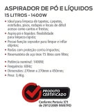 Aspirador De Pó E Líquidos 1400w 15l Worker