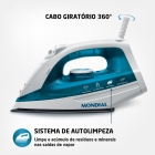 Ferro De Passar A Vapor Mondial F-32 Cor Branco Com Azul