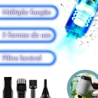 Mini aspirador e soprador de pó portátil usb recarregável cor cinza
