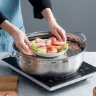 Base Para Cozimento A Vapor Cesto Cozinhar 28 Cm Redondo Cor Aço inox Frequência 0