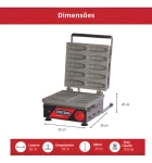 Croydon CRPP Máquina De Crepe No Palito Profissional 10 Cavidades Cor Inox Preto Vermelho