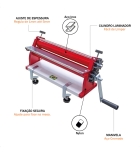 Cilindro De Massas Pão Pastel Pizza Regulador Espessura 45cm Cor Vermelho Manual