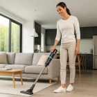 Aspirador de po Sem Fio Turbo filtro hepa Sixxis Limpeza Profunda De Poeira pelos e cabelo Cor Preto