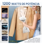 Vaporizador de Roupas 1200W Vertical Portátil com Passadeira a Vapor, Tanque de 250ml, Cabo de 1,5m, Vapor Potente 20ml/min para Passar e Higienizar