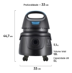 Aspirador de Pó e Água Electrolux Compacto Potente Função Sopro 1400W 12L total 5L útil protetor térmico AWD01