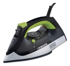 Ferro de Passar Roupa Black Decker, Modelo FX2700, Ferro Com Vaporizador e Sistema Antigotejamento, Preto, Verde e Branco