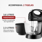 Batedeira Prática B-45-b 2 Tigelas 400w Preta Mondial Cor Preto Frequência 60