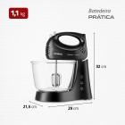 Batedeira Prática B-45-b 2 Tigelas 400w Preta Mondial Cor Preto Frequência 60