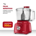 Mini Processador Turbo Pratic 300w Mp-16-r 500ml Cor Vermelho Mondial