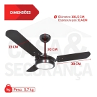 Ventilador de teto Ventex Valen LED com 3 pás de MDF preto estrutura preto 1.1m de diâmetro