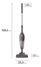 Aspirador De Pó Vertical Com Fio Portátil De Mão 2 Em 1 1450w Cabo 6 Metros 1,6 Litros Com Filtro Hepa Electrolux STK15 Cinza Urban Grey