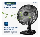 Ventilador de Mesa 40cm Super Power Mondial 140W - VSP-40-B