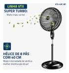 Ventilador Coluna 40cm Super Turbo 8 Pás, Mondial, 140W - VTX-40C-8P