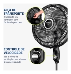 Ventilador Coluna 40cm Super Turbo 8 Pás, Mondial, 140W - VTX-40C-8P