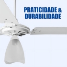 Ventilador de teto Ventex Yris com 3 p&aacute;s de Mdf branco estrutura branco, 1.015m de di&acirc;metro