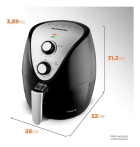 Fritadeira Elétrica Sem Óleo Air Fryer Mondial AF-30 Family Inox IV 3,5l Preta -