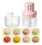 Moedor Processador De Alho Elétrico 250ml Recarregável Usb Cor Rosa 110V/220V