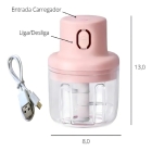 Moedor Processador De Alho Elétrico 250ml Recarregável Usb Cor Rosa 110V/220V