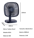 Mini Moederno Ventilador Recarregável Para Escritorio Mesa