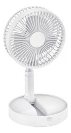Ventilador Portátil Silencioso Dobrável 7200mah Retrátil Cor Branco Diâmetro 19 cm Material das pás ABS Quantidade de pás 3