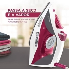 Ferro de Passar Roupa com Vaporizador Black Decker Modelo FX2200 com Opção de Passar a Seco ou a Vapor Base Antiaderente Rosa