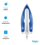 Ferro Passar Roupa A Seco Antiaderente Force Plus Elgin Cor Branco/Azul
