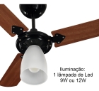 Ventilador De Teto Marbella 3 Pás Em Verniz New Preto 130w Linha Silver 51.01-0856