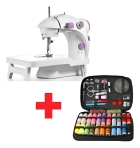 Kit 1 Mini Máquina De Costura Com Mesa E Kit De Costura Cor Branco