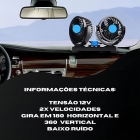 Mini Ventilador Painel Caminhão Carro 12v Rotação 360 Diâmetro 10 Cm