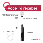 Mini Mixer 2 Em 1 Eletrico Misturador De Bebida Espuma Leite Cor Branca