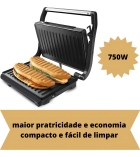 Grill e Sanduicheira Press Grill Gourmet Ceramic Inox Tostex Preto BK-GRL750-220 Bak 750W