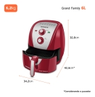 Fritadeira Sem &Oacute;leo Air Fryer 6L Mondial 1900W - AFN-60-RI cor Vermelho/Inox