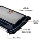 Sanduicheira e Grill Elétrica 800W Lanches Dupla Antiaderente Grelhados Amvox Ams 800 Inox